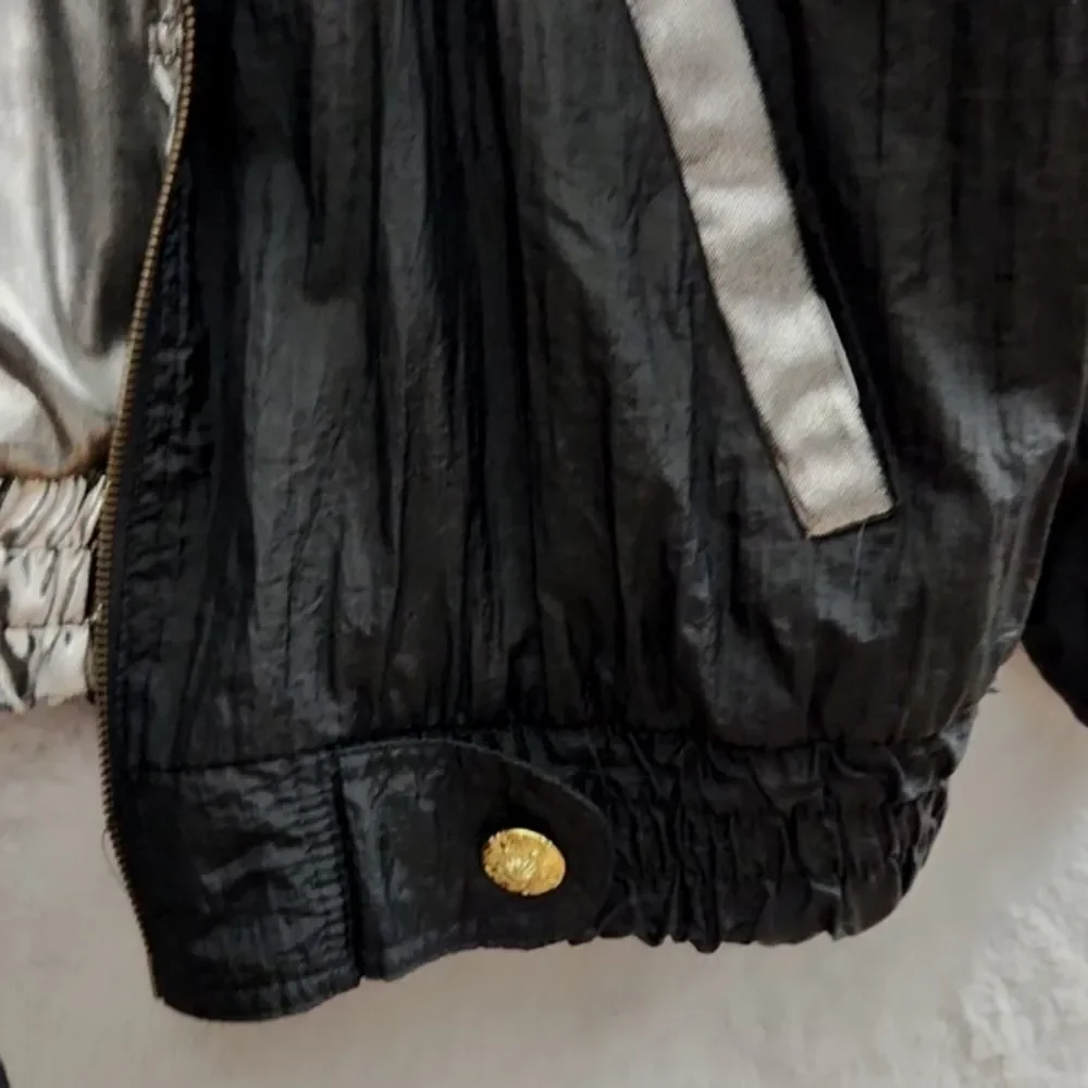 Vintage Reversible Black Metallic Windbreaker Jacket Full Zip Oversized